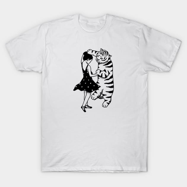 Girl and Tiger dancing T-Shirt by RicardoCarn